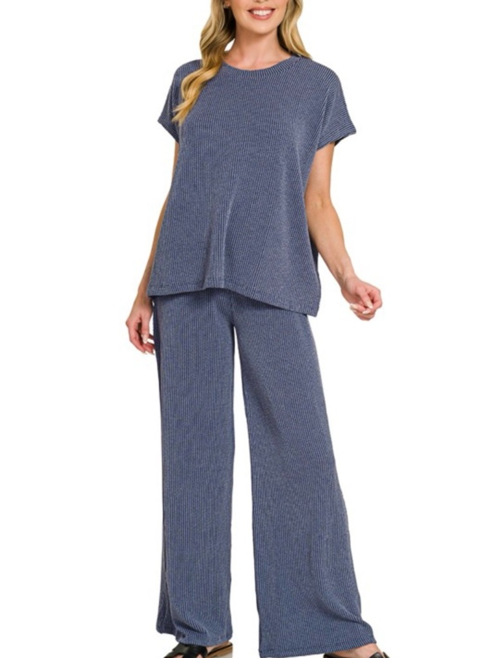 Raised Rib Relaxed Pants Set - Picture 2 of 2